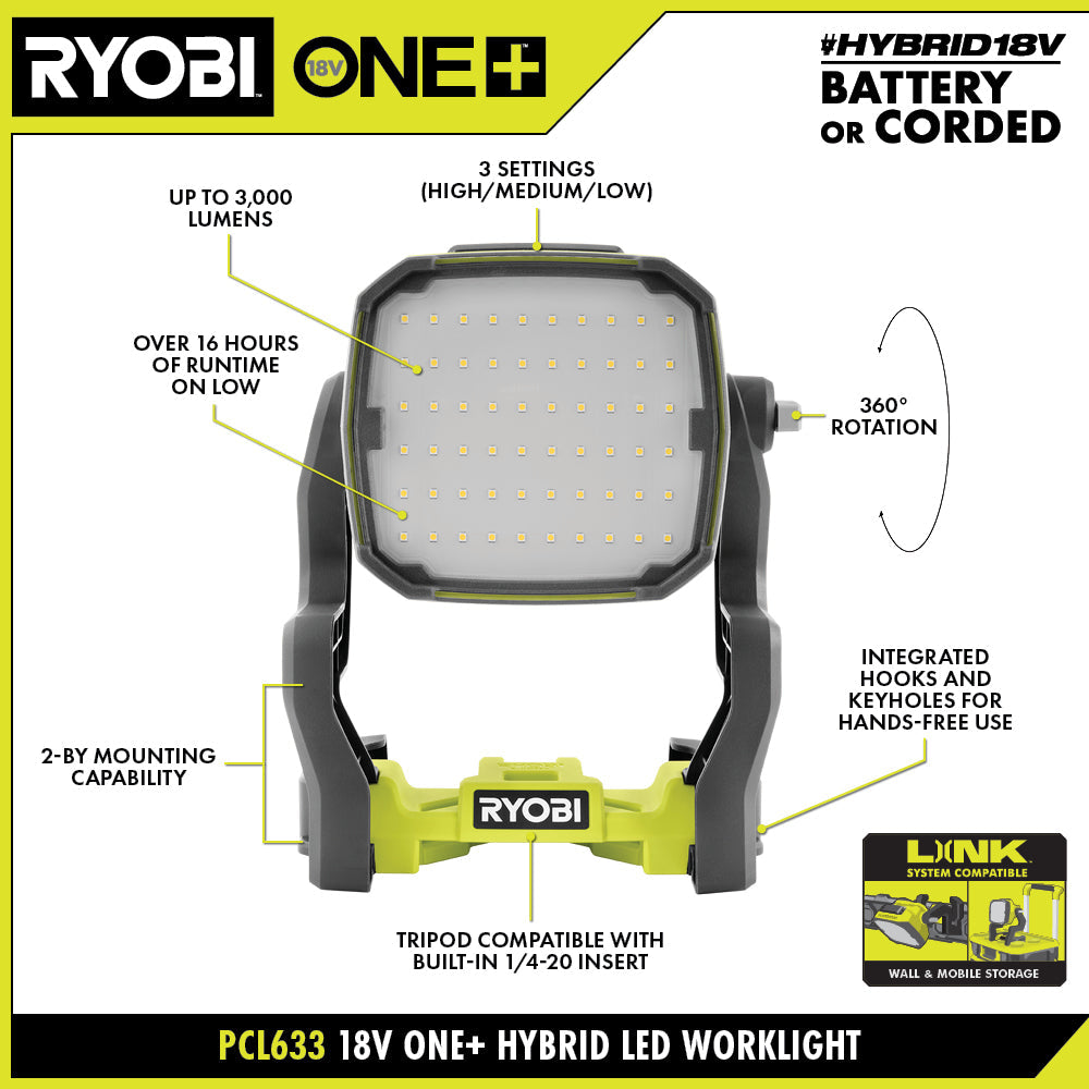 18V ONE+ HYBRID LED WORK LIGHT | RYOBI