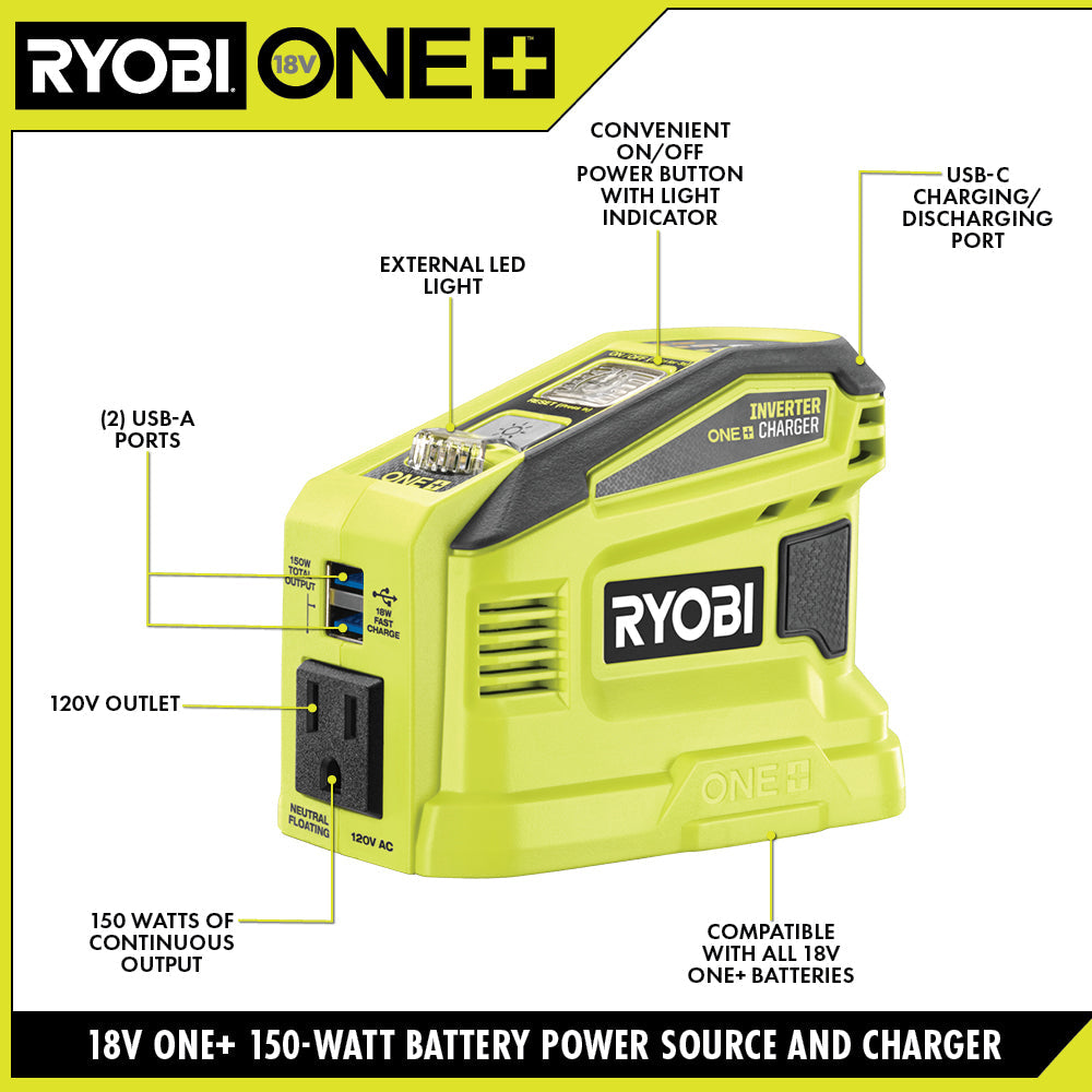 18V ONE+ 150-WATT BATTERY POWER SOURCE AND CHARGER | RYOBI