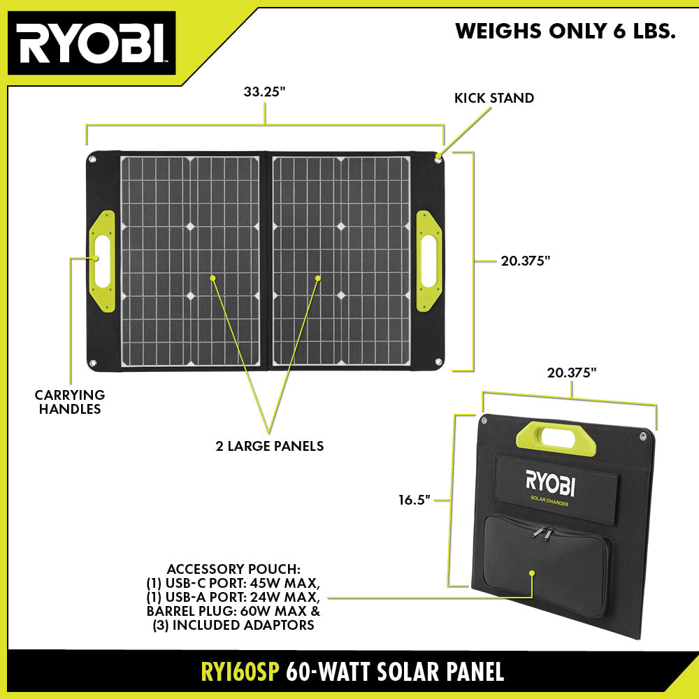 60-WATT FOLDABLE SOLAR PANEL | RYOBI