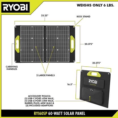 60-WATT FOLDABLE SOLAR PANEL | RYOBI