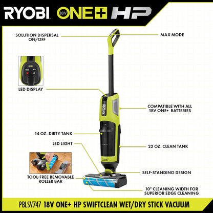 18V ONE+ HP SWIFTCLEAN WET/DRY STICK VACUUM | RYOBI