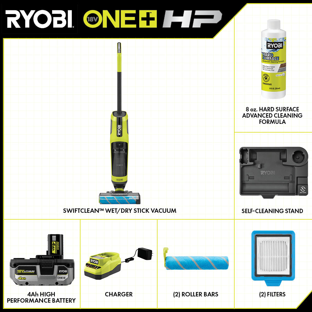 18V ONE+ HP SWIFTCLEAN WET/DRY STICK VACUUM KIT | RYOBI