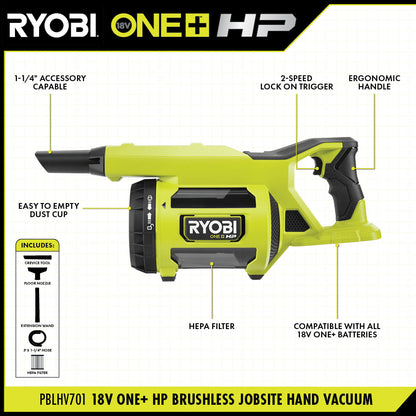 18V ONE+ HP BRUSHLESS JOBSITE HAND VACUUM | RYOBI