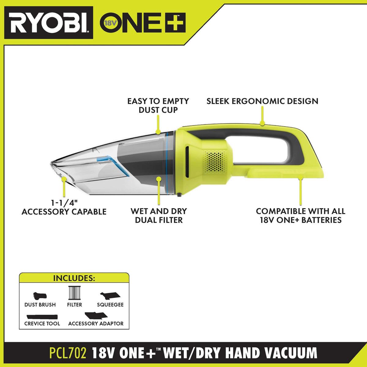 18V ONE+ WET/DRY HAND VACUUM | RYOBI