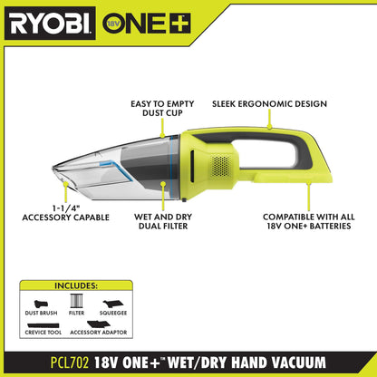 18V ONE+ WET/DRY HAND VACUUM KIT | RYOBI