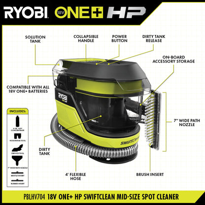 18V ONE+ HP SWIFTCLEAN MID-SIZE SPOT & CARPET CLEANER KIT | RYOBI