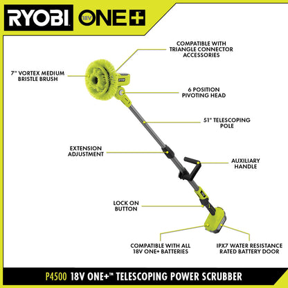 18V ONE+ VORTEX TELESCOPING POWER SCRUBBER | RYOBI