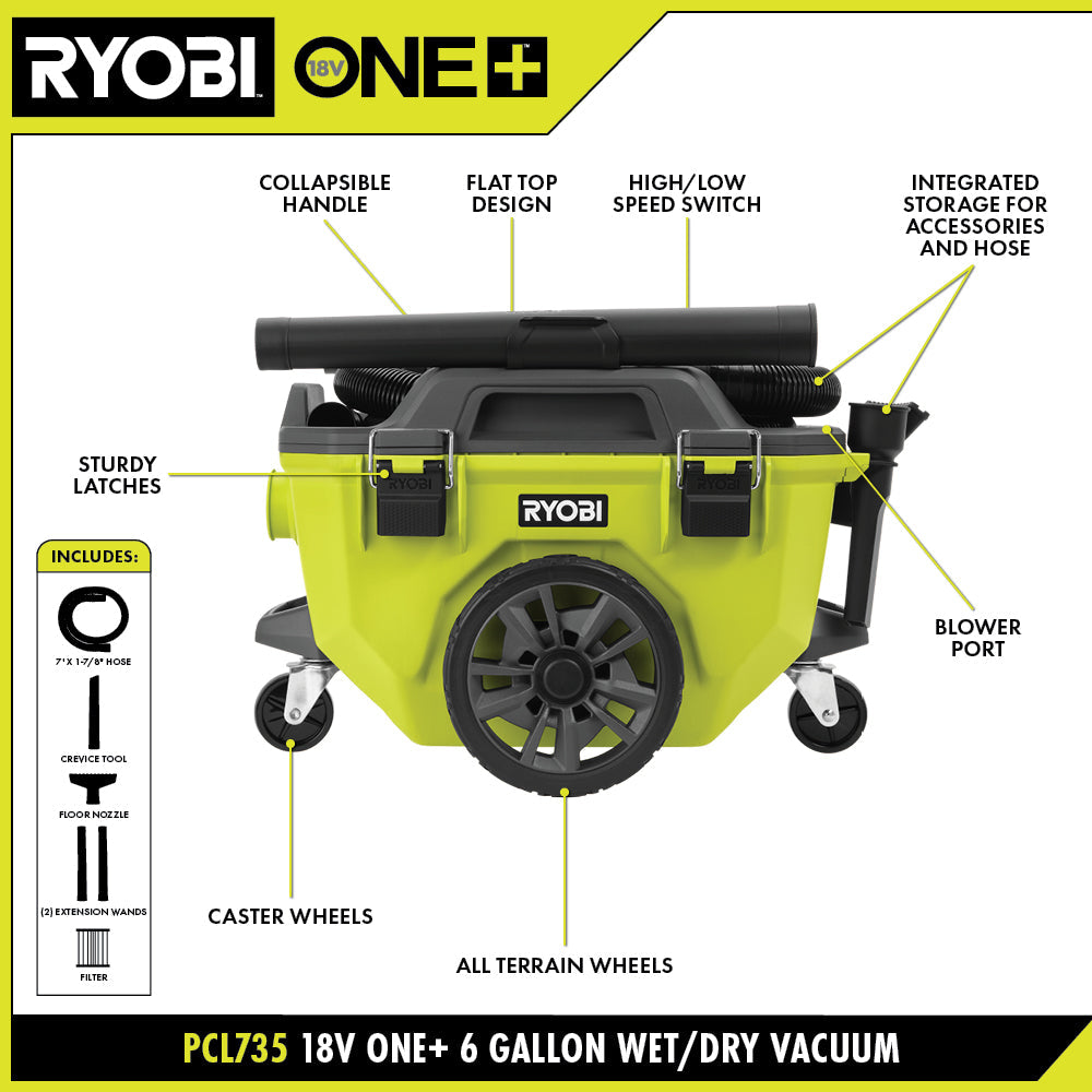 18V ONE+ 6 GALLON WET/DRY VACUUM | RYOBI