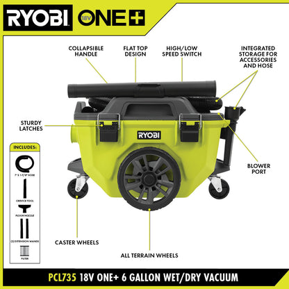 18V ONE+ 6 GALLON WET/DRY VACUUM | RYOBI