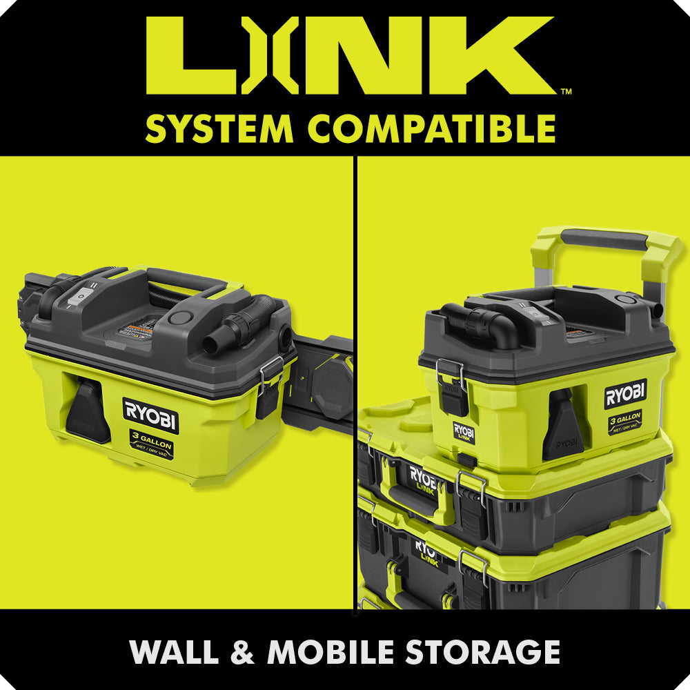 18V ONE+ LINK? 3 GALLON WET/DRY VACUUM KIT | RYOBI