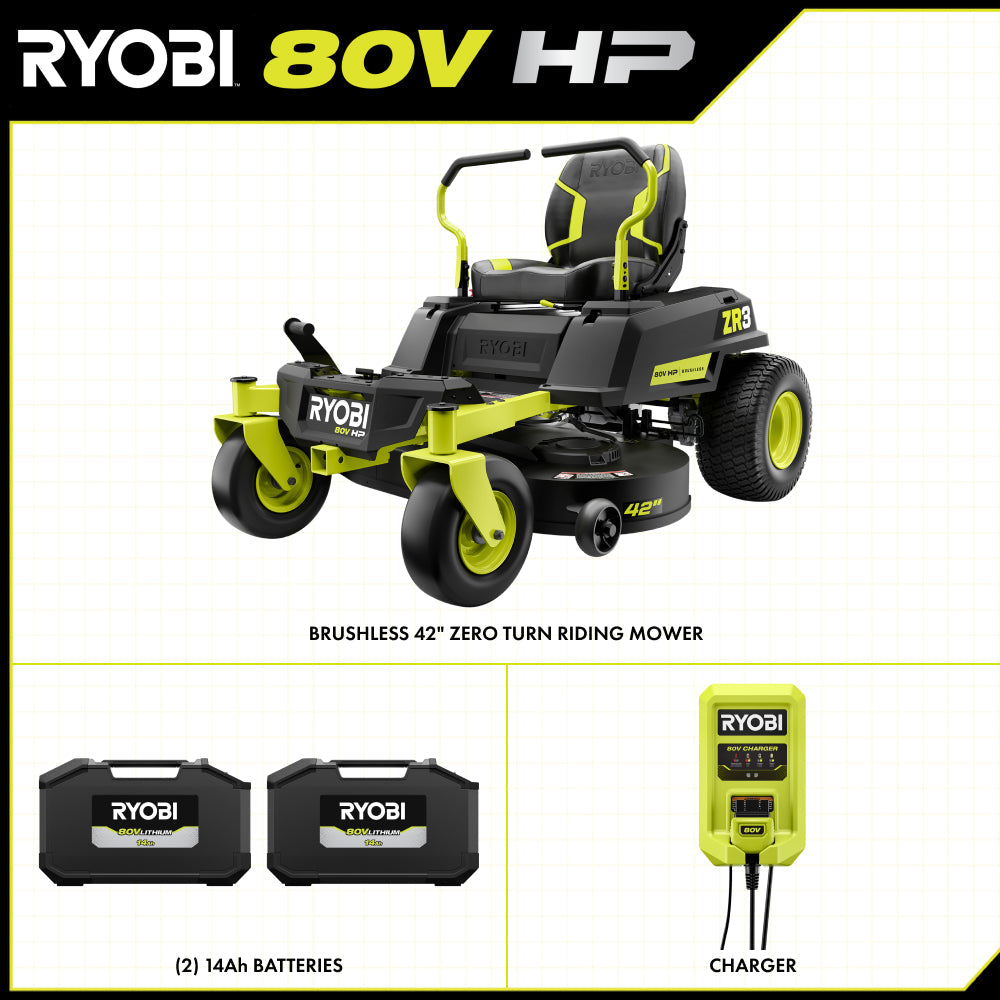 ZR3 80V HP BRUSHLESS 42?? ZERO TURN RIDING MOWER KIT | RYOBI