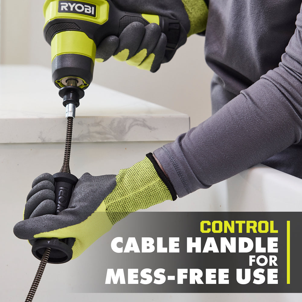 USB LITHIUM CORDLESS DRAIN AUGER WITH 2.0 AH USB LITHIUM BATTERY AND CHARGING CABLE | RYOBI