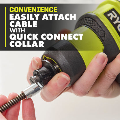 USB LITHIUM CORDLESS DRAIN AUGER WITH 2.0 AH USB LITHIUM BATTERY AND CHARGING CABLE | RYOBI