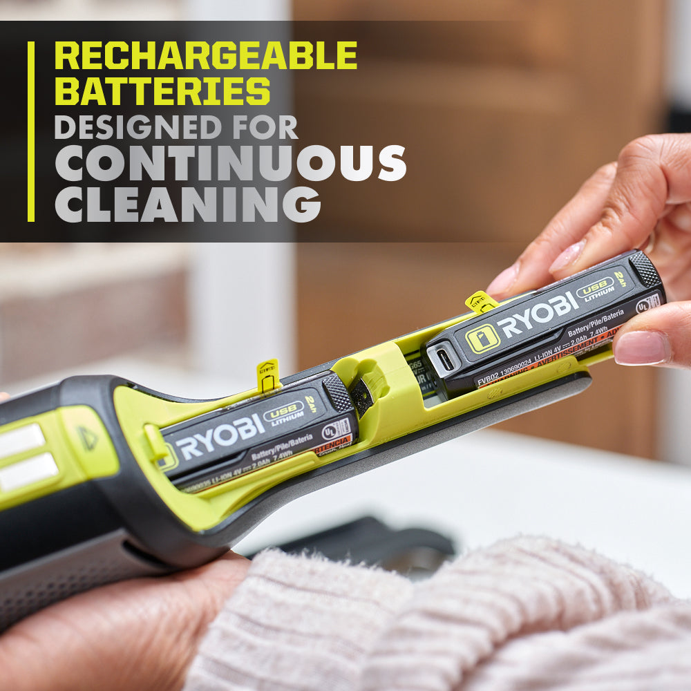 USB LITHIUM HP COMPACT HAND VACUUM CLEANER KIT WITH (2) USB LITHIUM 2.0 AH BATTERIES AND CHARGER | RYOBI
