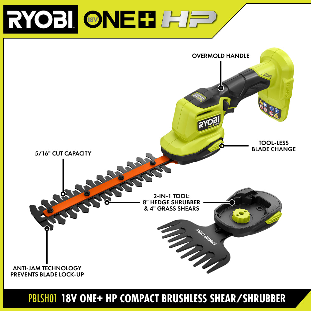 18V ONE+ HP COMPACT BRUSHLESS SHEAR/SHRUBBER KIT | RYOBI