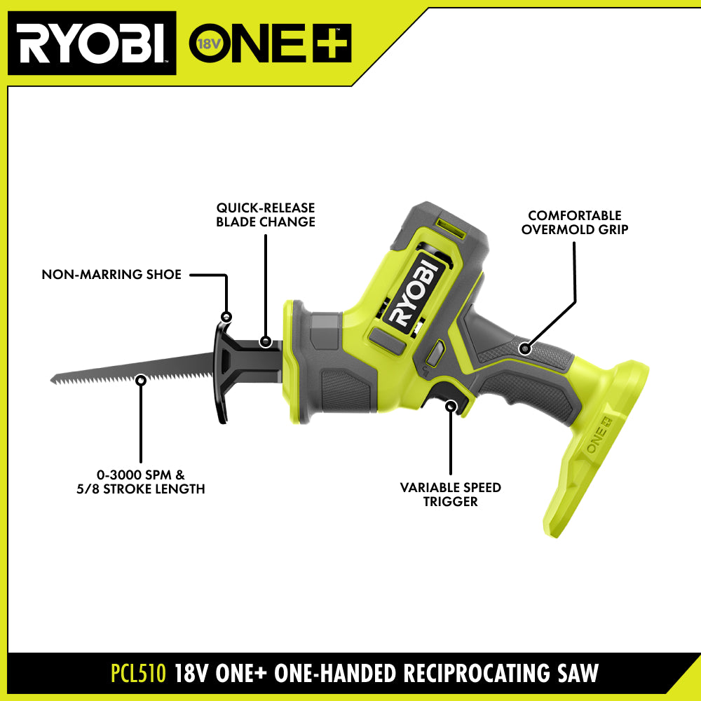 18V ONE+ ONE-HANDED RECIPROCATING SAW KIT | RYOBI