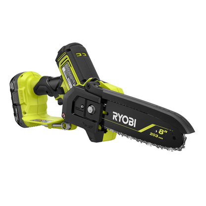 18V ONE+ HP BRUSHLESS 8″ PRUNING MINI CHAINSAW BATTERY POWERED WITH 2.0 AH BATTERY AND CHARGER | RYOBI