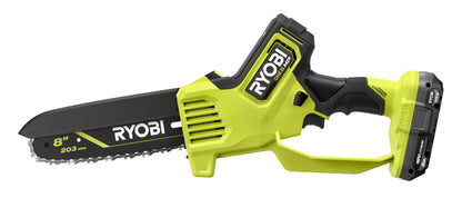 18V ONE+ HP BRUSHLESS 8″ PRUNING MINI CHAINSAW BATTERY POWERED WITH 2.0 AH BATTERY AND CHARGER | RYOBI