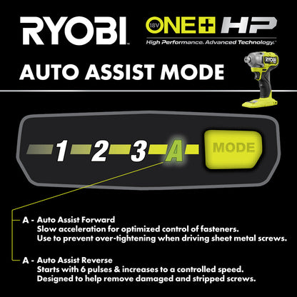 18V ONE+ HP BRUSHLESS 4-MODE 1/4″ HEX IMPACT DRIVER | RYOBI