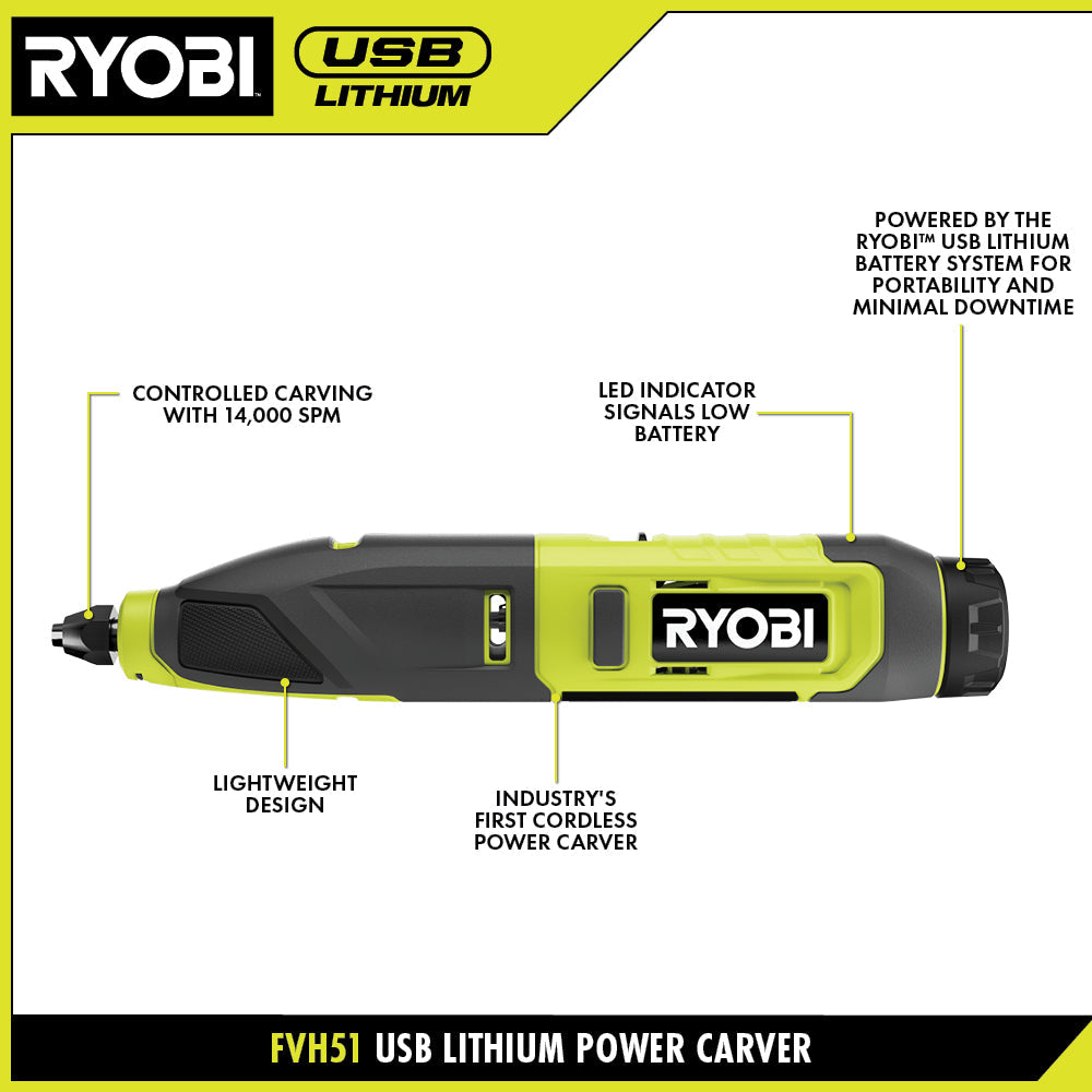 USB LITHIUM POWER CARVER KIT | RYOBI