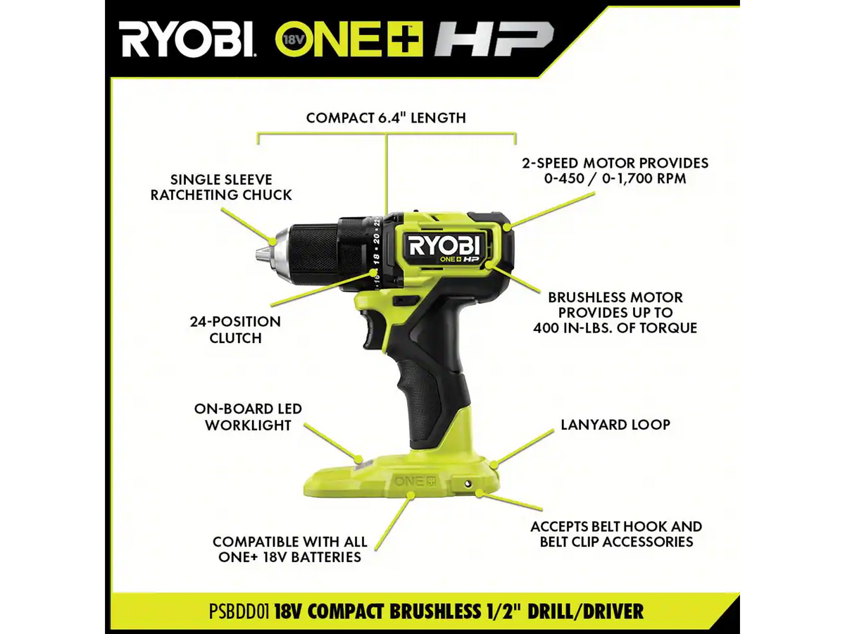 18V ONE+ HP COMPACT BRUSHLESS 4-TOOL COMBO KIT | RYOBI