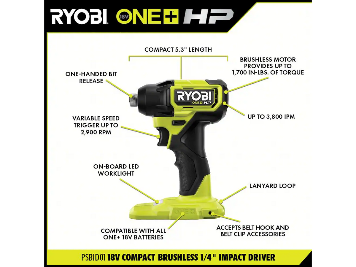 18V ONE+ HP COMPACT BRUSHLESS 4-TOOL COMBO KIT | RYOBI