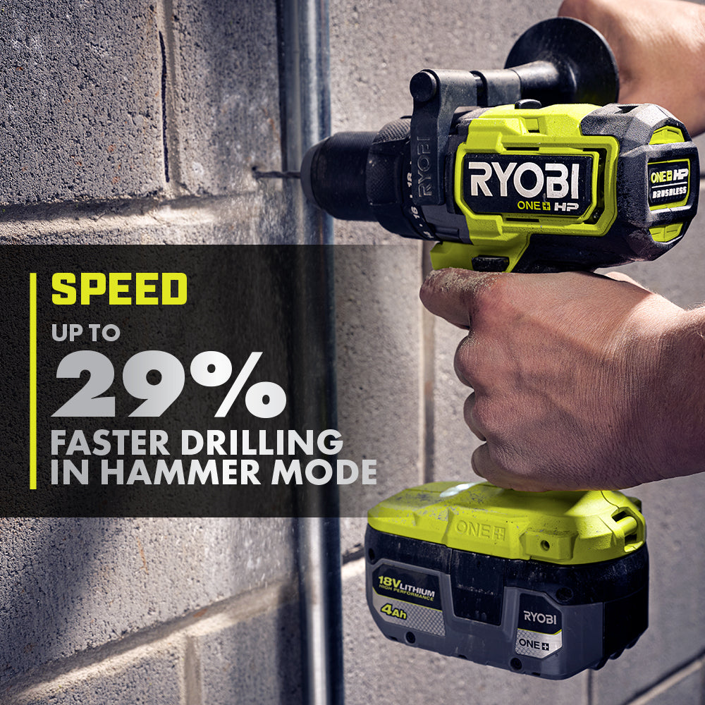 18V ONE+ HP BRUSHLESS 1/2″ HAMMER DRILL KIT | RYOBI