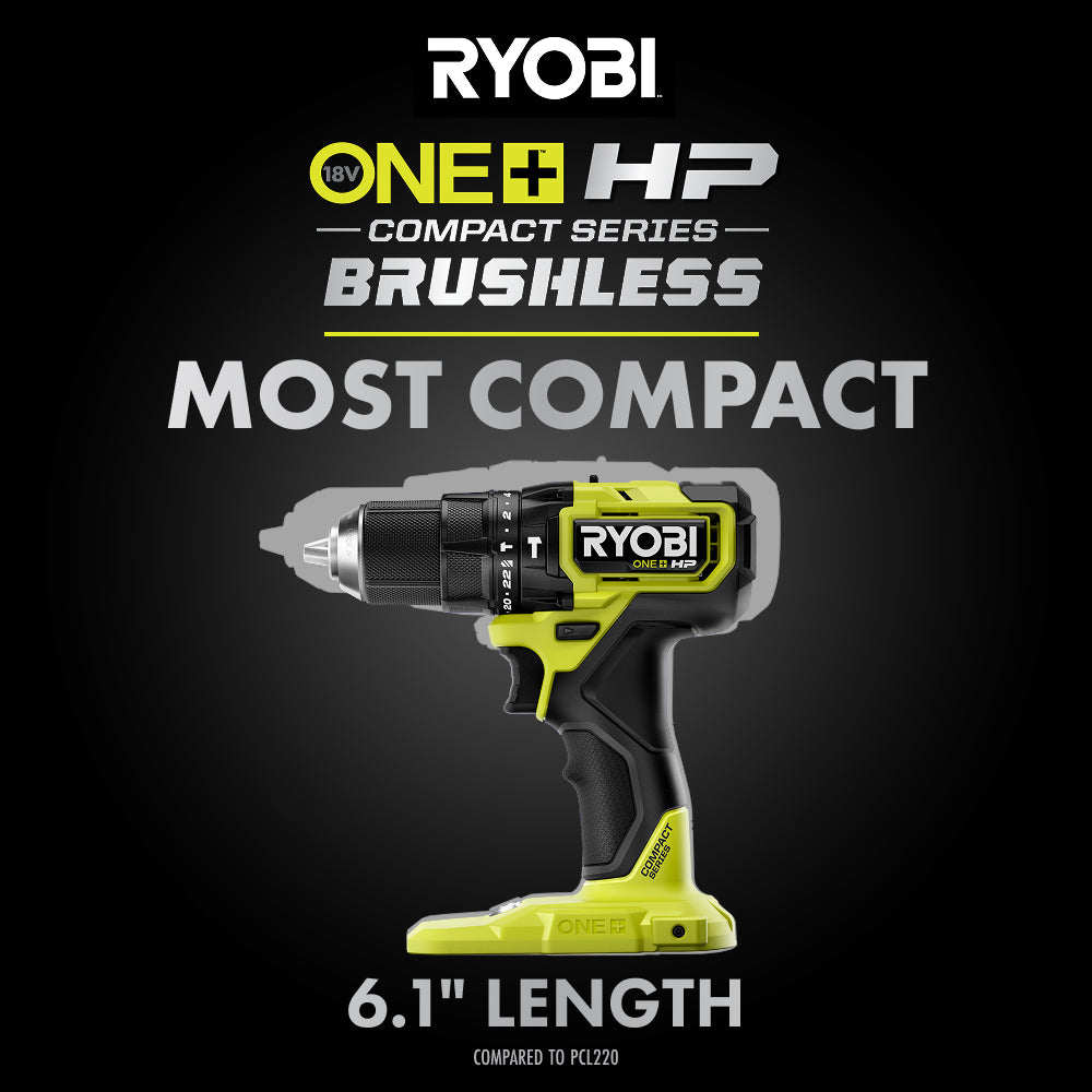 18V ONE+ HP COMPACT BRUSHLESS 1/2″ HAMMER DRILL KIT | RYOBI