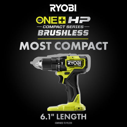 18V ONE+ HP COMPACT BRUSHLESS 1/2″ HAMMER DRILL KIT | RYOBI