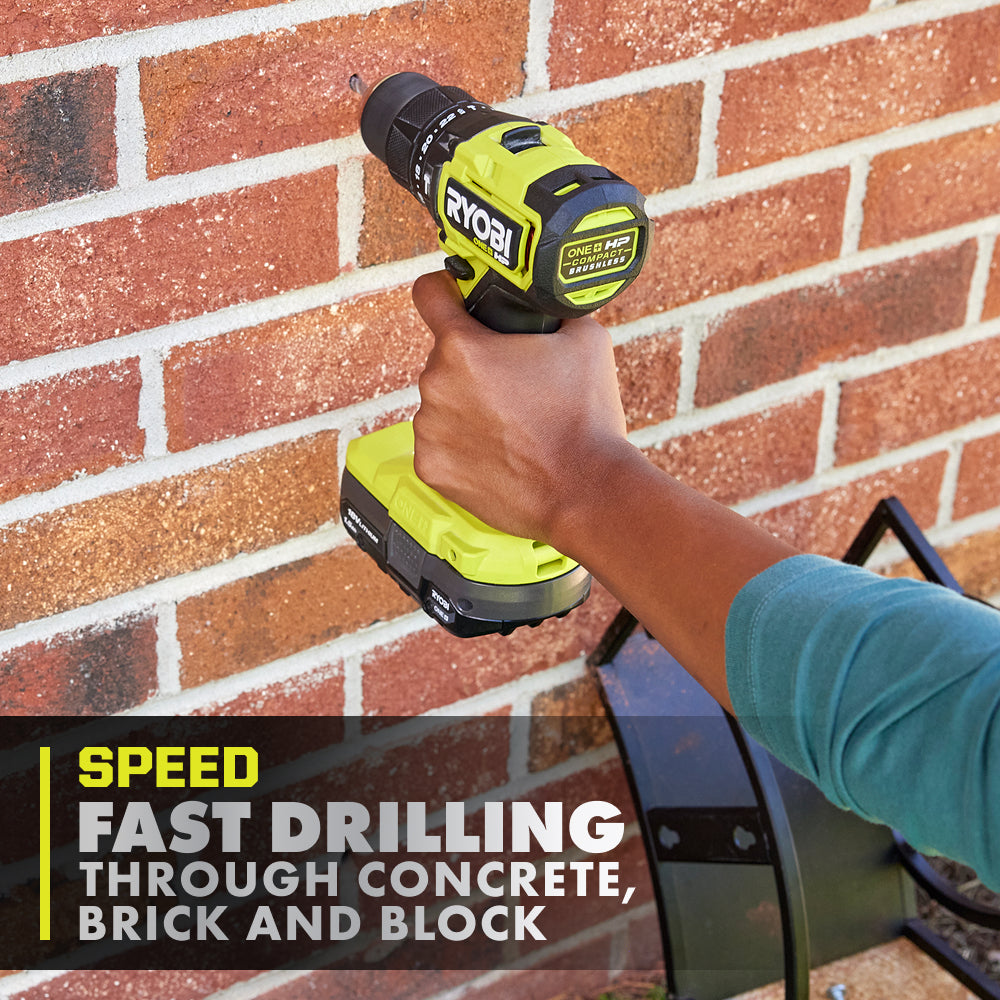 18V ONE+ HP COMPACT BRUSHLESS 1/2″ HAMMER DRILL KIT | RYOBI