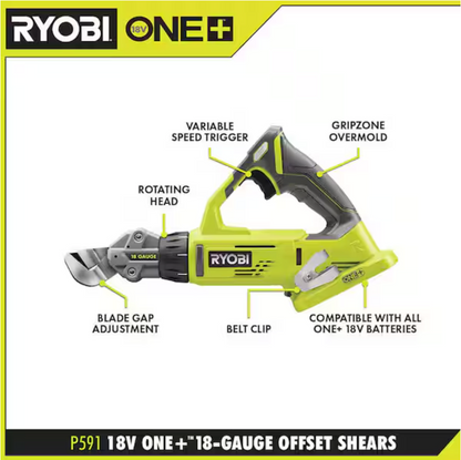 18V ONE+ 18-GAUGE OFFSET SHEAR | RYOBI
