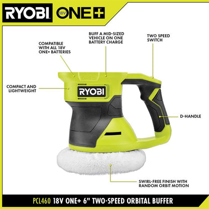 18V ONE+ 6″ TWO SPEED RANDOM ORBIT BUFFER KIT | RYOBI