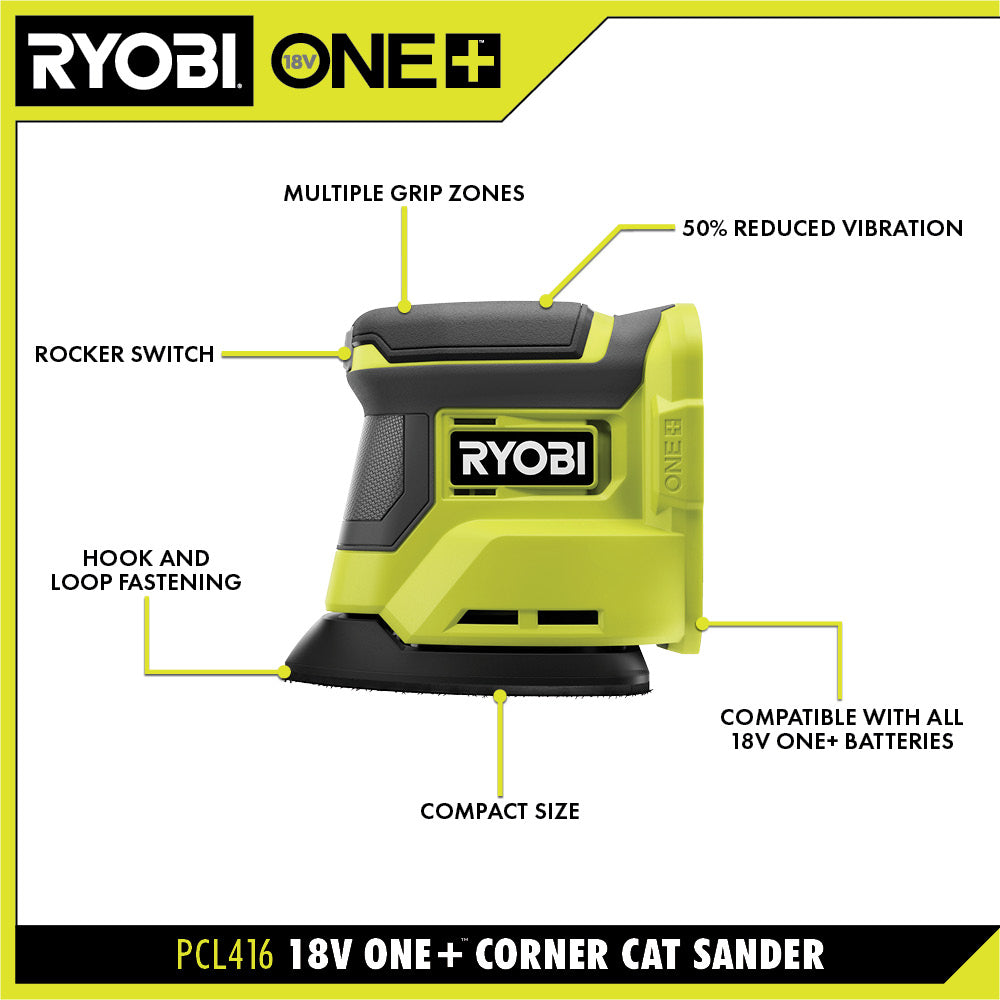 18V ONE+ CORNER CAT FINISH SANDER KIT | RYOBI