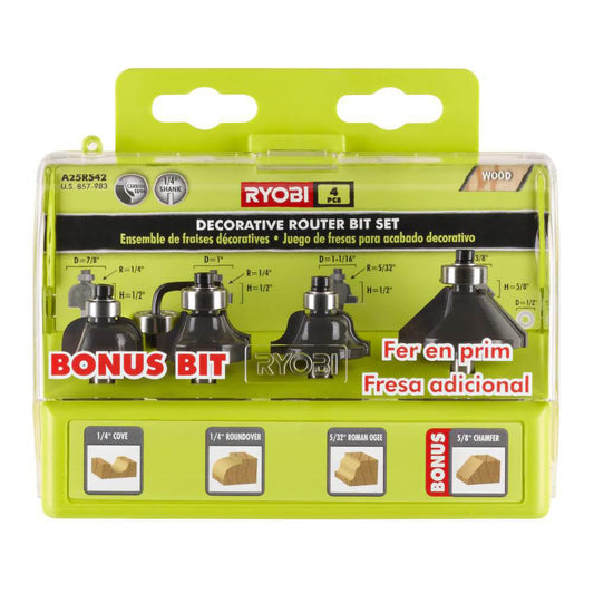 4PC DECORATIVE ROUTER BIT SET | RYOBI