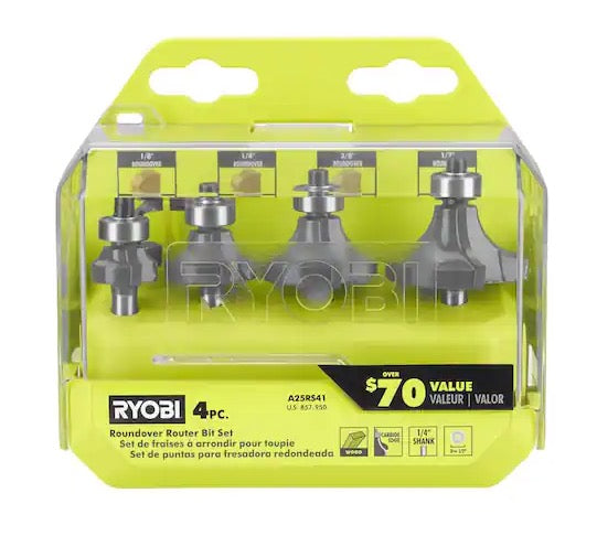 4PC ROUNDOVER ROUTER BIT SET | RYOBI