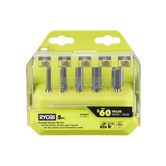 5PC STRAIGHT ROUTER BIT SET | RYOBI