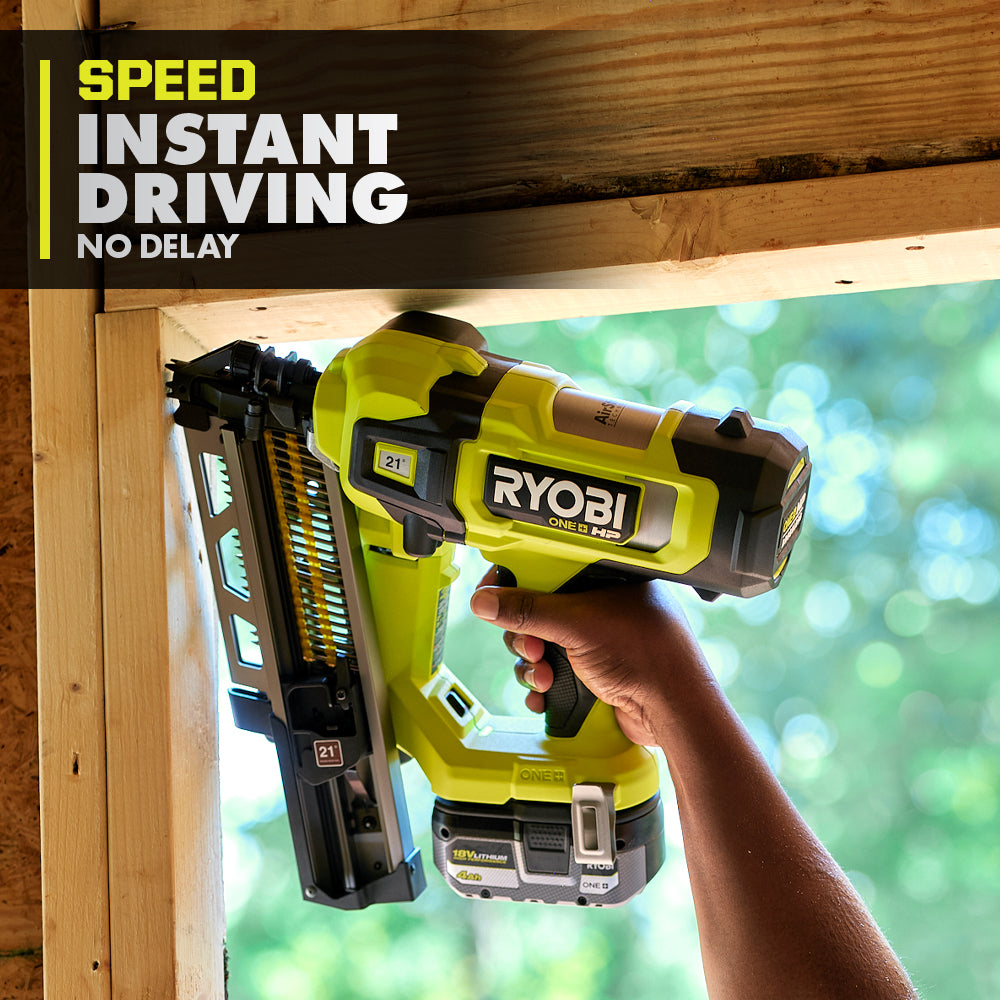 18V ONE+ HP BRUSHLESS AIRSTRIKE 21?? FRAMING NAILER KIT | RYOBI