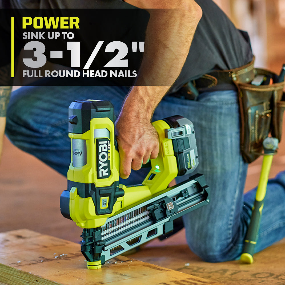 18V ONE+ HP BRUSHLESS AIRSTRIKE 21?? FRAMING NAILER KIT | RYOBI