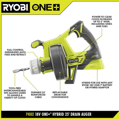 18V ONE+ HYBRID DRAIN AUGER | RYOBI
