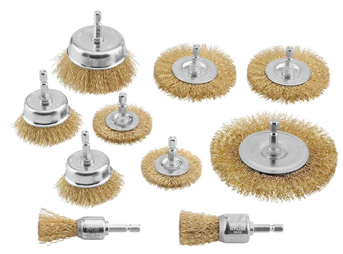 10 PC. WIRE WHEEL ASSORTMENT SET | RYOBI