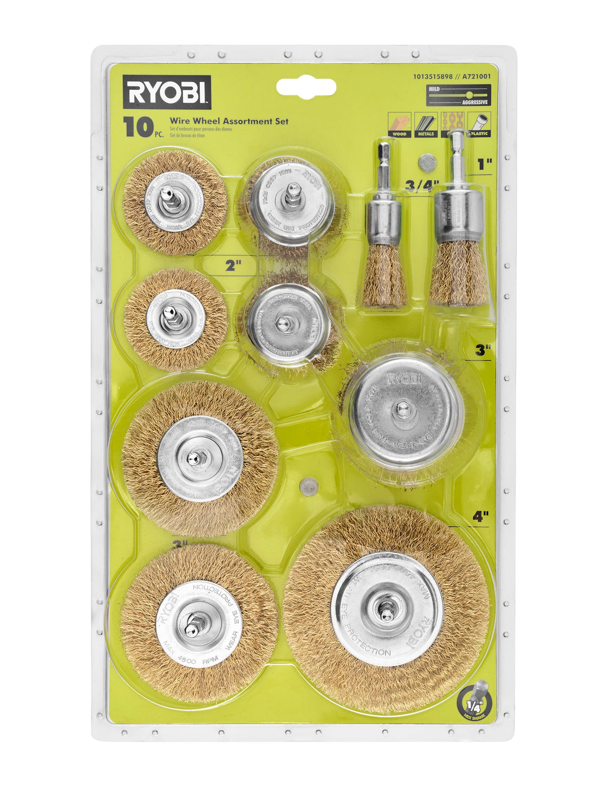 10 PC. WIRE WHEEL ASSORTMENT SET | RYOBI