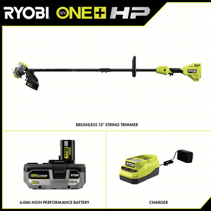 18V ONE+ HP BRUSHLESS 15?? STRING TRIMMER KIT | RYOBI