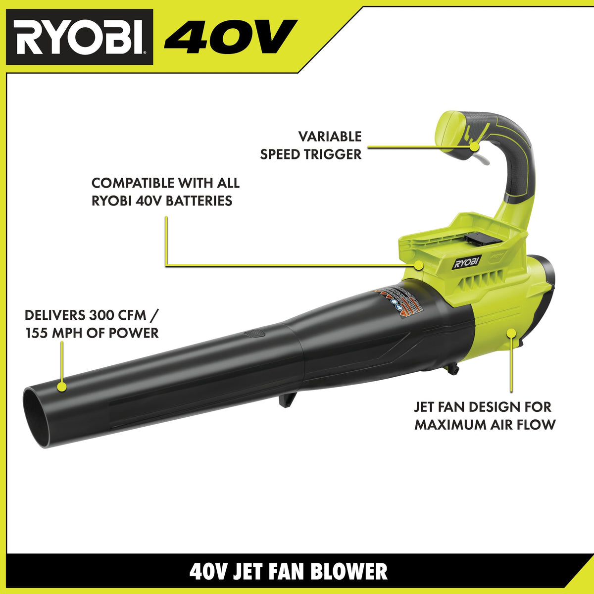 40V 300 CFM JET FAN LEAF BLOWER | RYOBI