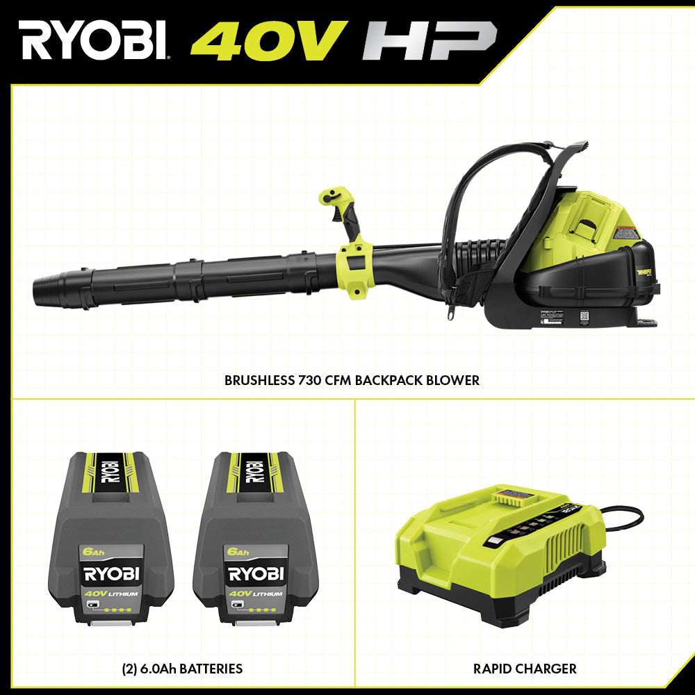 40V HP BRUSHLESS 730 CFM BACKPACK BLOWER KIT | RYOBI
