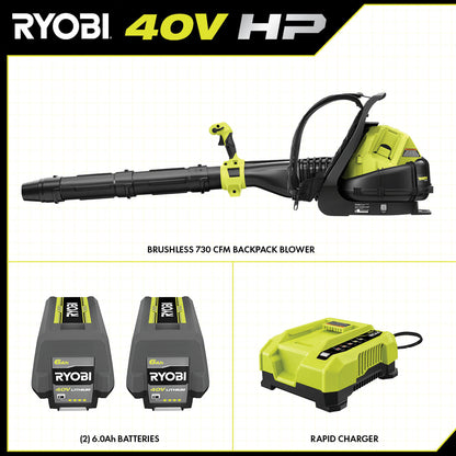 40V HP BRUSHLESS 730 CFM BACKPACK BLOWER KIT | RYOBI