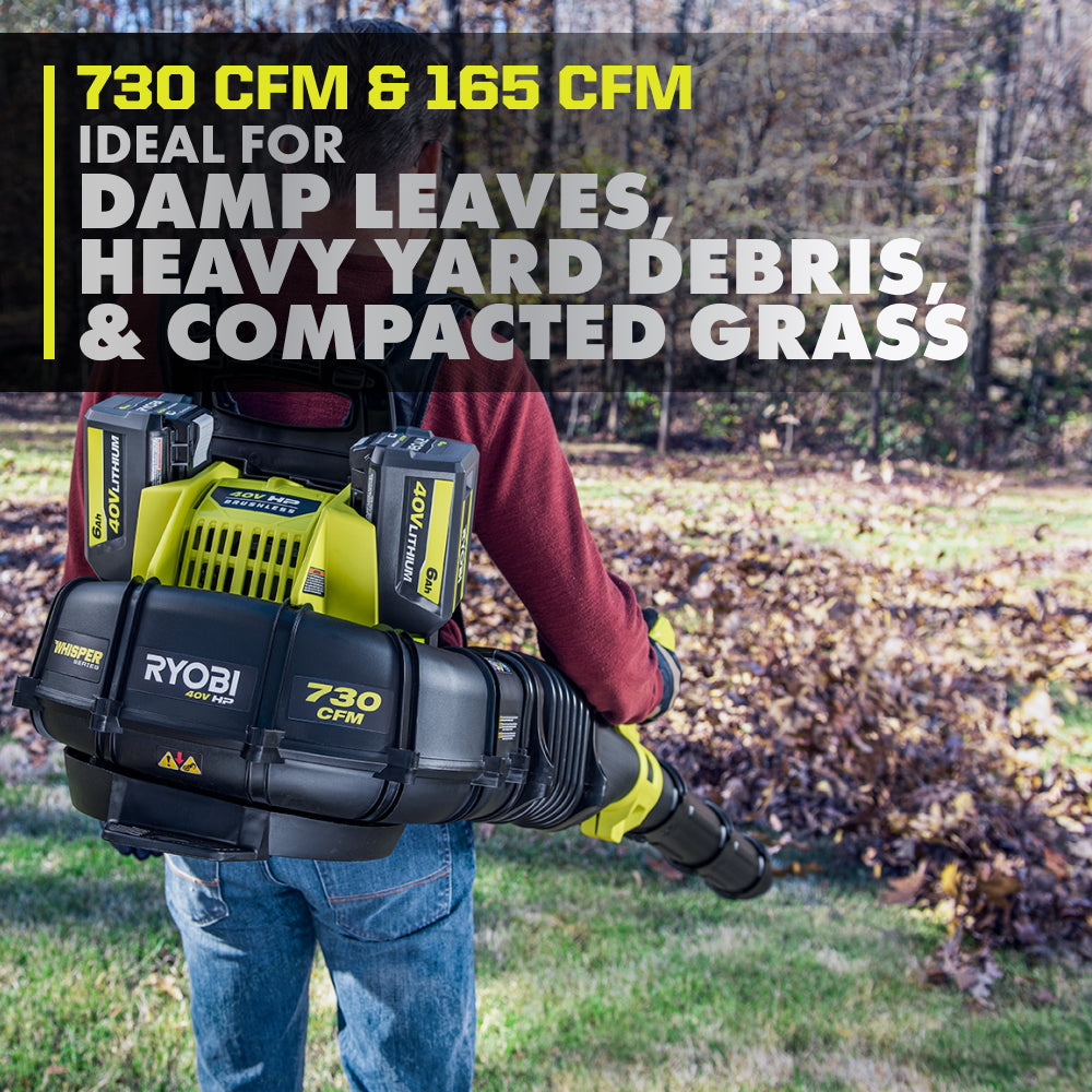 40V HP BRUSHLESS 730 CFM BACKPACK BLOWER KIT | RYOBI