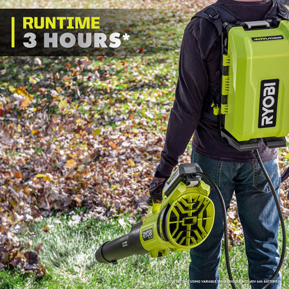 40V HP BRUSHLESS 730 CFM WHISPER SERIES BLOWER & BACKPACK POWER SUPPLY KIT | RYOBI