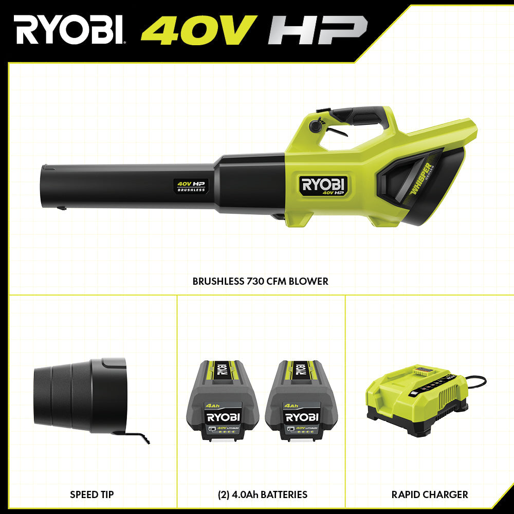 40V HP BRUSHLESS 730 CFM WHISPER SERIES BLOWER KIT | RYOBI