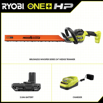 18V ONE+ HP BRUSHLESS WHISPER SERIES 24″ HEDGE TRIMMER KIT | RYOBI