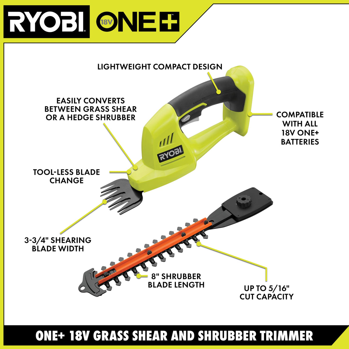 18V ONE+ SHEAR/SHRUBBER | RYOBI